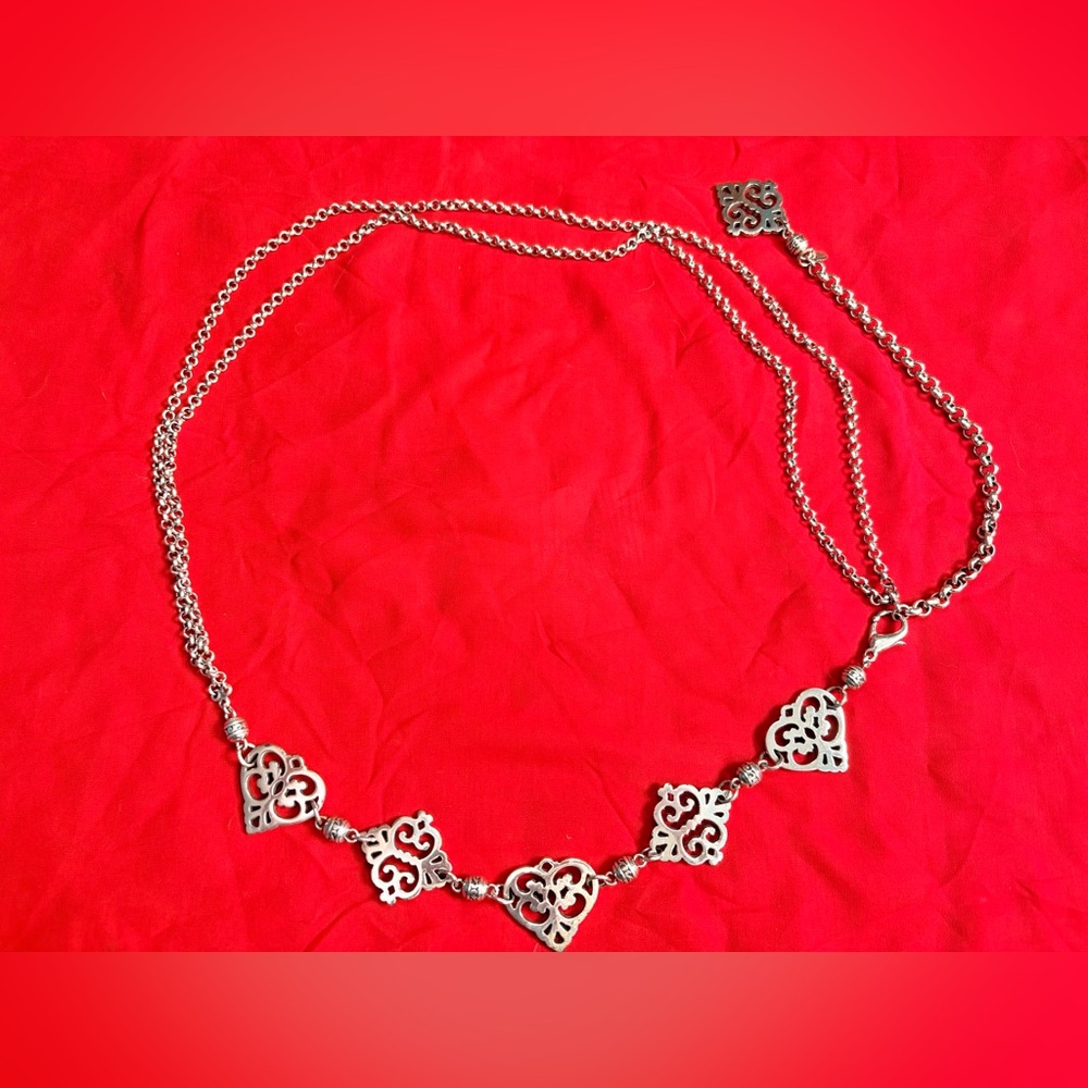 Vintage silver tone filigree metal chain statement belt